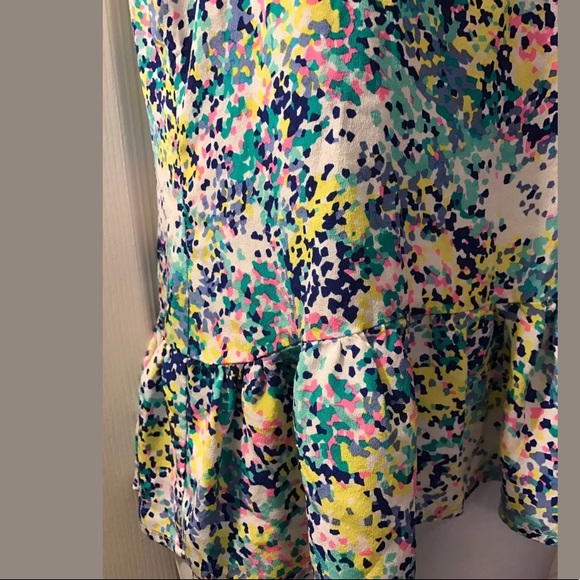 New BRITT RYAN Confetti Peplum Blouse Silk Shirt Top Colorful Pink Turquoise Blu - Picture 4 of 8